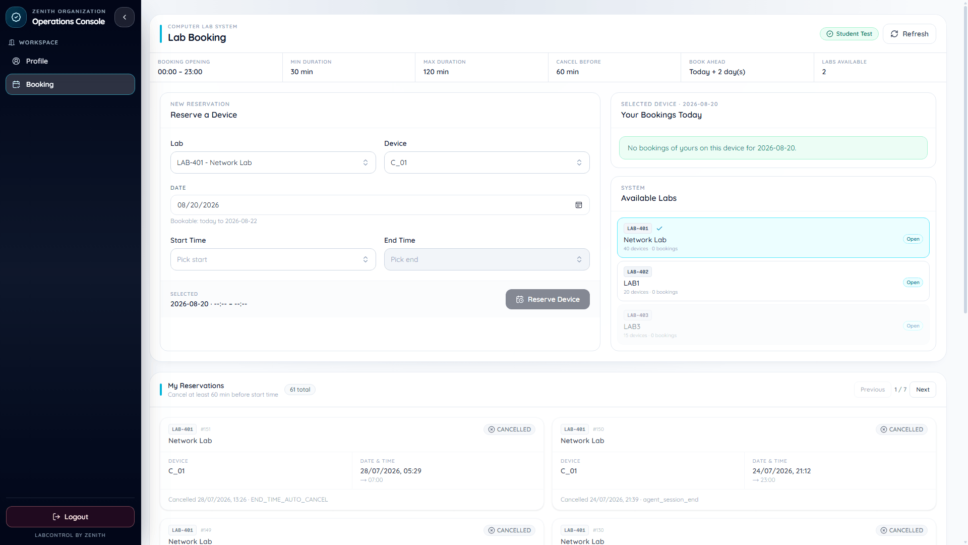 Screenshot 10 of Zenith — Smart-Lab Management & Computer Tracking Platform